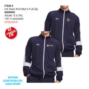 Item 06 : Veste full zip homme UA 6009959 La Seigneurie