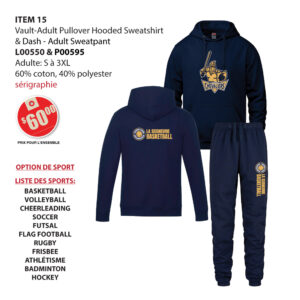 Item 15 : Ensemble sports Chevaliers Hoodie et Pantalons
