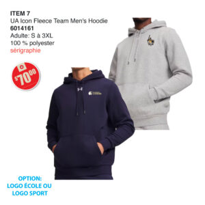 Item 07 : Kangourou Icon Fleece UA 6014161 homme La Seigneurie